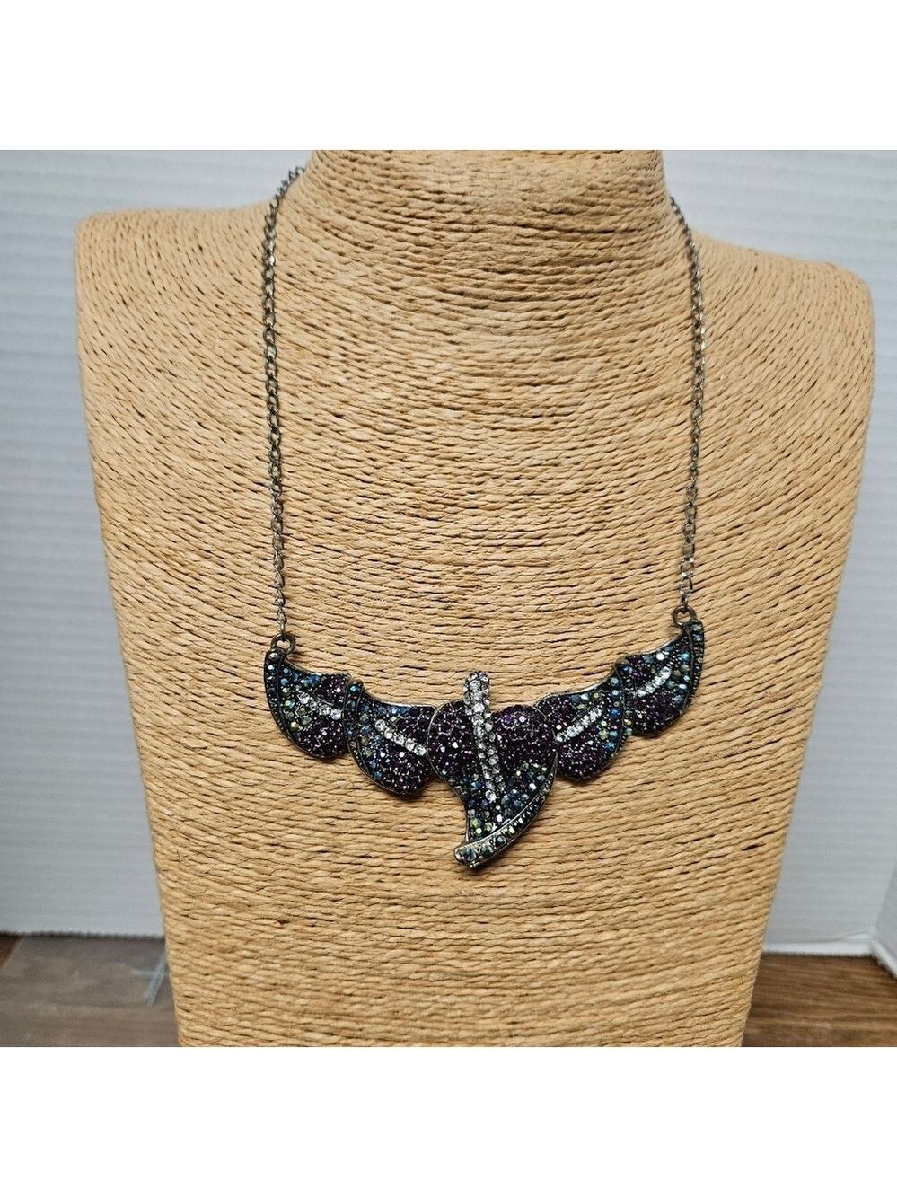 Aldo Multicolor Rhinestone Leaves Statement Necklace - Picture 2 of 6